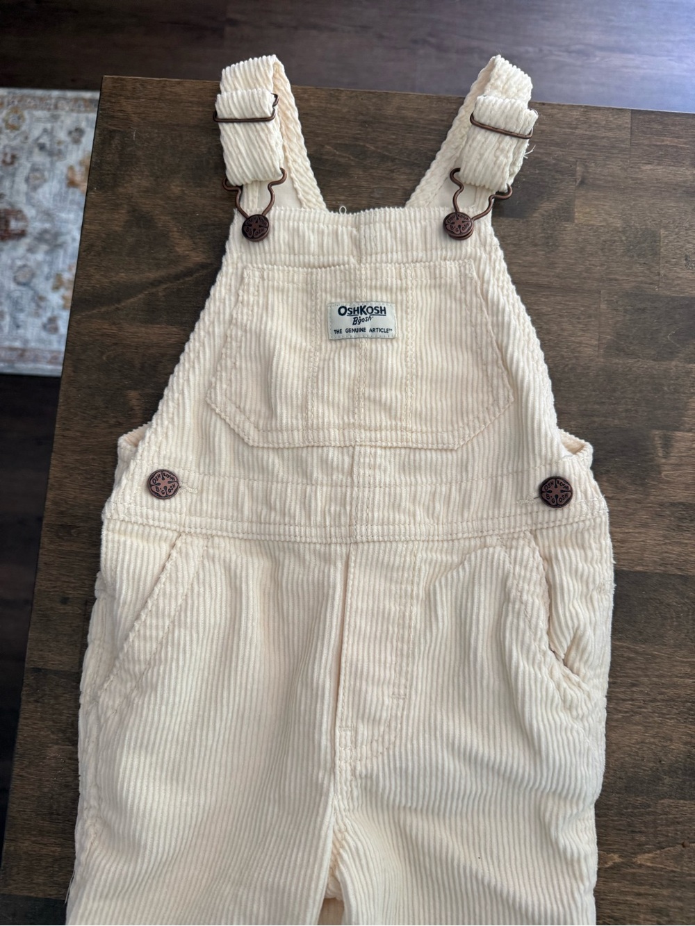 OshKosh B'gosh Cream Corduroy Overalls with Front Pocket